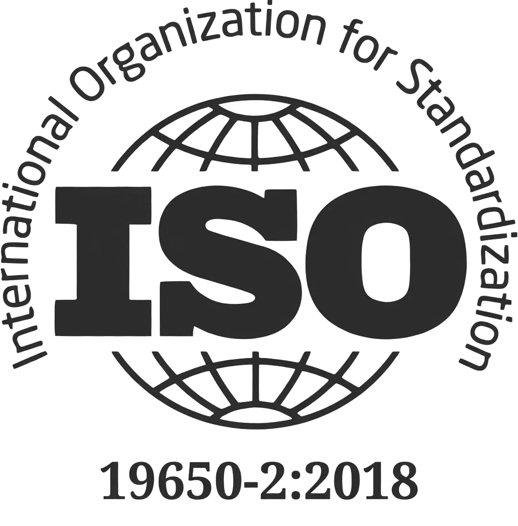 The ISO logo represents the International Organization for Standardisation, with a focus on ISO 19650-2:2018 standards.